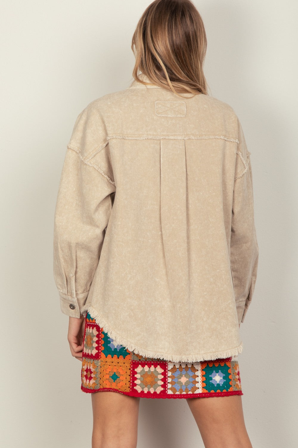 Beige Oversize Denim Jacket